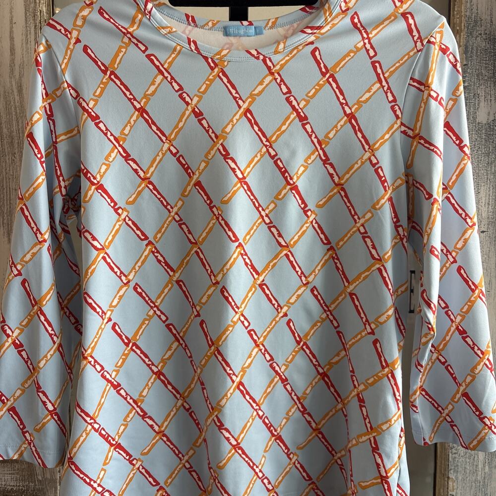 J. Mclaughlin Signature Catalina Cloth Bamboo Sticks T-Shirt Tee Top Size Large - Picture 3 of 12